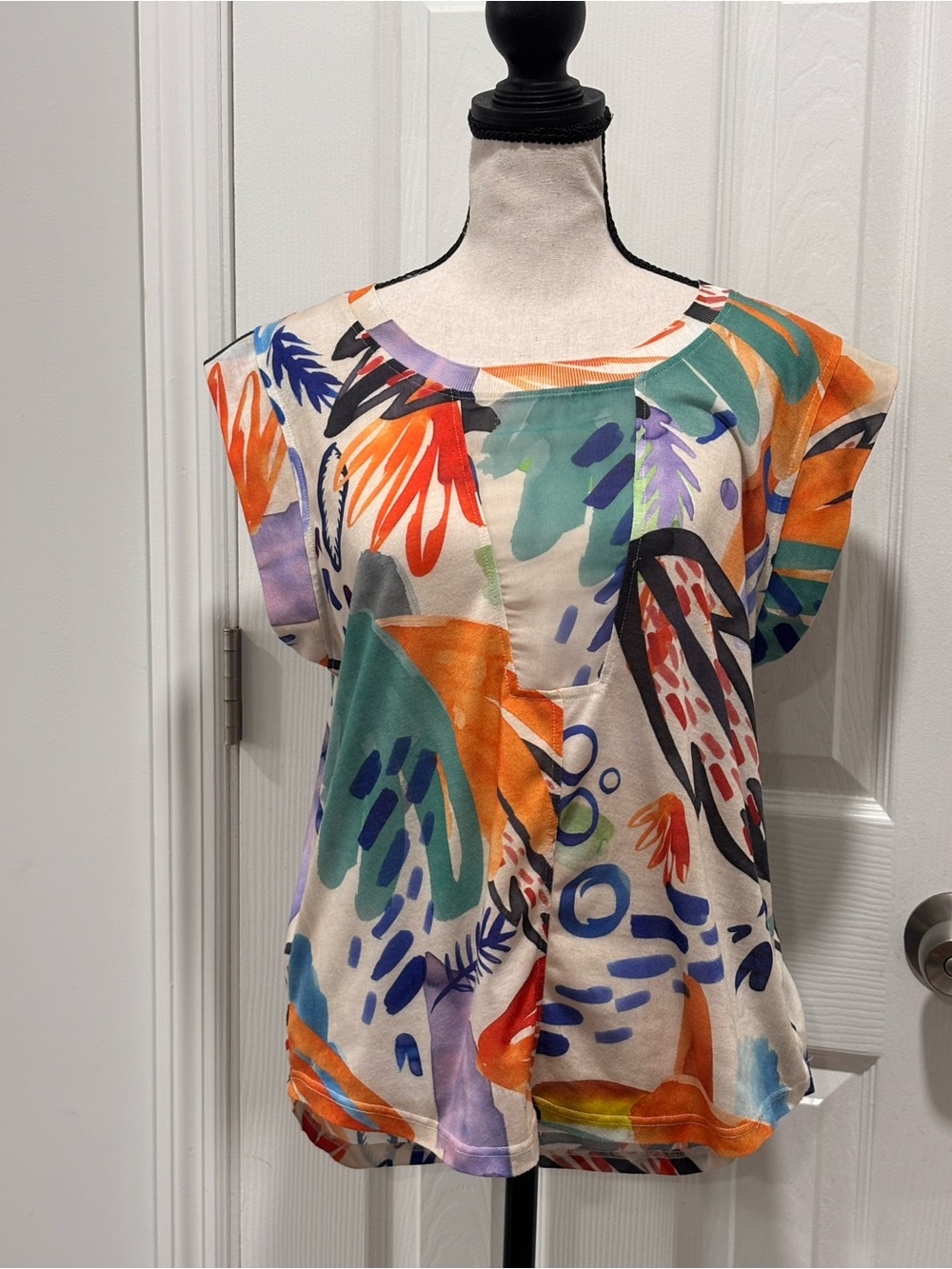 Zara Multicolor Abstract Collared Shirt with Blue Accents - Picture 3 of 9